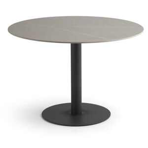 Arctic spisebord Ø110cm Grå Keramik i marmorlook med sort rund metal ben