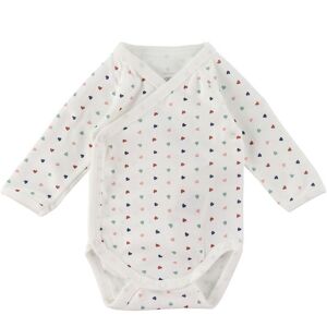 Petit Bateau Slå-Om Body L/æ - Hvid M. Hjerter - Petit Bateau - 46 Cm - Body L/æ