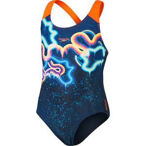 Speedo Badedragt - Digital Placement Splashback - Navy/orange - Speedo - 7-8 År (122-128) - Badetøj