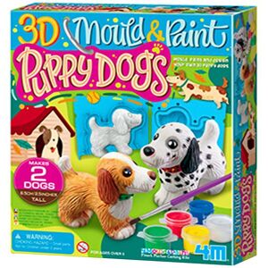 4m Støb & Mal - 3d Hvalpehunde - 4m - Onesize - Kreasæt