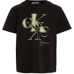 Klein T-Shirt - Spray Ck Monogram - Sort M. Neongul - Calvin Klein - 10 År (140) - T-Shirt