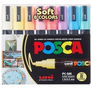 Posca Tuscher - Pc-5m - 8 Stk. - Afdæmpede Farver - Posca - Onesize - Tusch