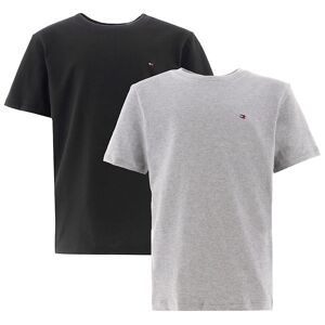 Tommy Hilfiger T-Shirt - 2-Pak - Medium Grey Heather/sort - Tommy Hilfiger - 4-5 År (104-110) - T-Shirt