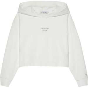 Klein Hættetrøje - Stack Logo Overlap - Bright White - 12 År (152) - Calvin Klein Hættetrøje