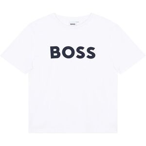 T-Shirt - Hvid M. Navy - Boss - 10 År (140) - T-Shirt