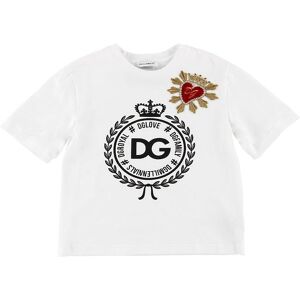 Dolce & Gabbana T-Shirt - Hvid M. Patch/krystaller - Dolce & Gabbana - 8 År (128) - T-Shirt