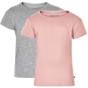 Minymo T-Shirt - 2-Pak - Rosa/grå - Minymo - 1½ År (86) - T-Shirt
