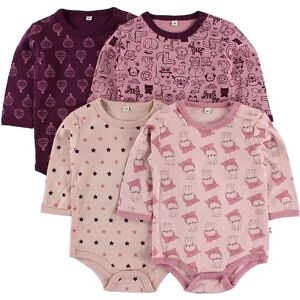 Pippi Bodyer L/æ - 4-Pak - Rosa/lilla M. Mønster - Pippi Baby - 3 År (98) - Body L/æ