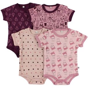 Pippi Bodyer K/æ - 4-Pak - Rosa/lilla M. Mønster - Pippi Baby - 62 - Body K/æ