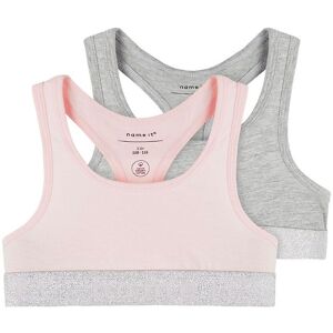 Name It Top - Noos - Nkfshort - 2-Pak - Barely Pink W/ Grey Mela - Name It - 9-10 År (134-140) - Undertøj