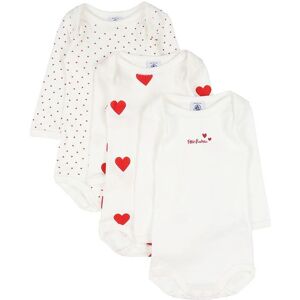 Petit Bateau Body L/æ - 3-Pak - Hvid M. Hjerter - Petit Bateau - 18 Mdr - Body L/æ