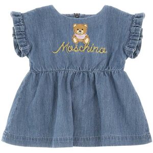 Moschino Kjole - Denim - Blå M. Logo/guld - Moschino - 9-12 Mdr - Kjole