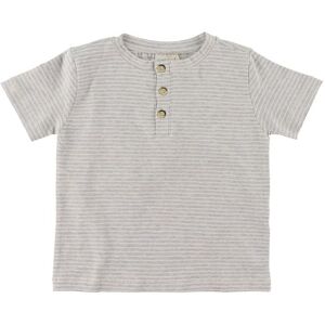 Popirol T-Shirt - Poaki - Striped Light Grey - Popirol - 6 År (116) - T-Shirt