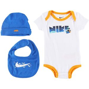 Nike Sæt - Hue/hagesmæk/body K/æ - Blå/hvid - 6-12 Mdr - Nike Body K/æ