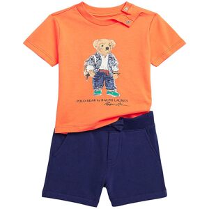 Polo Ralph Lauren T-Shirt/sweatshorts - Orange/navy M. Bamse - Polo Ralph Lauren - 1 År (80) - T-Shirt