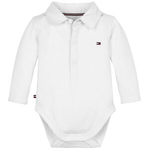 Tommy Hilfiger Polobody L/æ - Rib - Baby Tommy - White - Tommy Hilfiger - 74 - Body L/æ