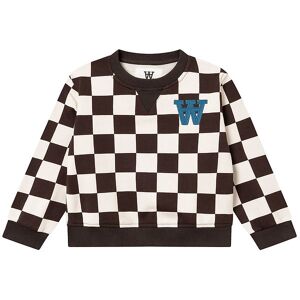 Wood Wood Sweatshirt - Rod Kids Checkered - Off-White/black Coff - Wood Wood - 7-8 År (122-128) - Sweatshirt