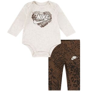 Nike Sæt - Leggings/body L/æ - Cacao Wow/beigemeleret M. Print - Nike - 9 Mdr - Body L/æ