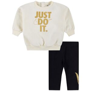 Nike Sæt - Leggings/sweatshirt - Sort/off White M. Guld - Nike - 12 Mdr - Leggings