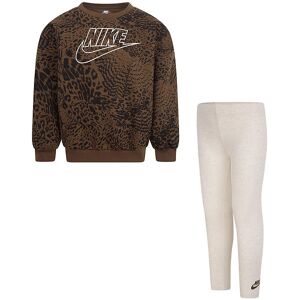 Nike Sæt - Leggings/sweatshirt - Pale Ivory Heather/brun M. Leop - Nike - 6 År (116) - Sweatshirt