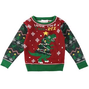 Jule-Sweaters Bluse M. Lys - The Tree-Rex Sweater - Rød/grøn - Jule-Sweater - 11-12 År (146-152) - Jakkesæt