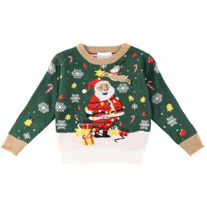 Jule-Sweaters Bluse M. Lys - Santa Christmas Star - Mørkegrøn - Jule-Sweater - 11-12 År (146-152) - Bluse