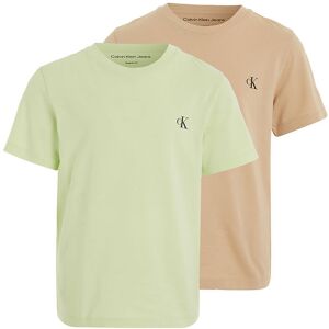 Klein T-Shirt - 2-Pak - Monogram - Exotic Mint/warm Sand - Calvin Klein - 8 År (128) - T-Shirt