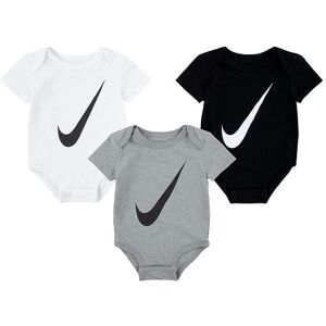 Nike Bodyer K/æ - Swoosh - 3-Pak - Hvid/grå/sort - Nike - 0-6 Mdr - Body K/æ