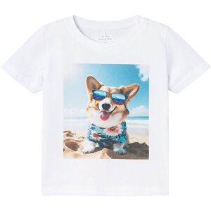 Name It T-Shirt - Nmmvoto - Bright White//beach Dog - Name It - 3 År (98) - T-Shirt