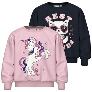 Name It Sweatshirt - Nmfvisus - 2-Pak - Parfait Pink/dark Sapphi - Name It - 7-8 År (122-128) - Sweatshirt
