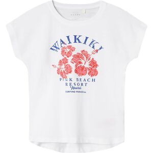 Name It T-Shirt - Nkfviolet - Bright White/waikiki - Name It - 7-8 År (122-128) - T-Shirt