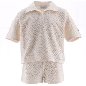 Moncler T-Shirt/shorts - Strik - Creme M. Hulmønster - Moncler - 12 År (152) - T-Shirt