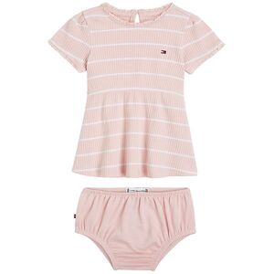 Tommy Hilfiger Kjole M. Bloomers - Rib - Whimsy Pink/white Strip - Tommy Hilfiger - 1 År (80) - Kjole