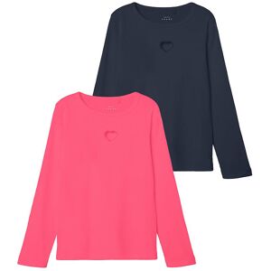 Name It Bluse - Nkfvininse - 2 Pak - Camellia Rose/dark Sapphire - Name It - 7-8 År (122-128) - Bluse