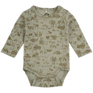 Mikk-Line Body L/æ - Uld/bambus - Desert Sage M. Print - Mikk-Line - 1 År (80) - Body L/æ