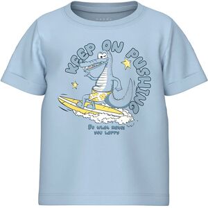 Name It T-Shirt - Nmmvux - Chambray Blue/keep Up Pushing - Name It - 4 År (104) - T-Shirt