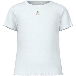 Name It T-Shirt - Rib - Nkfvivemma - Bright White M. Kirsebær - Name It - 11-12 År (146-152) - T-Shirt