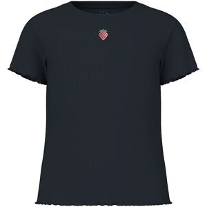 Name It T-Shirt - Rib - Nkfvivemma - Dark Sapphire M. Jordbær - Name It - 7-8 År (122-128) - T-Shirt