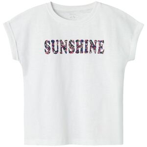 Name It T-Shirt - Nkffamma - Noos - Bright White/sunshine Text - Name It - 9-10 År (134-140) - T-Shirt