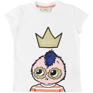 Fendi Kids T-Shirt - Hvid M. Fendirumi/guldkrone - Fendi - 7 År (122) - T-Shirt