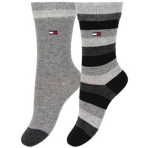 Tommy Hilfiger Strømper - 2-Pak - Stripe - Sortstribet/gråmelere - Tommy Hilfiger - 27/30 - Strømper