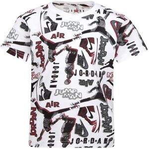 Jordan T-Shirt - Throw Back Aop - Hvid M. Sort/rød - Jordan - 4-5 År (104-110) - T-Shirt