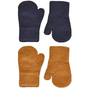 Celavi Luffer - Uld/nylon - 2-Pak - Pumpkin Spice/navy - Celavi - 3-6 År (98-116) - Vanter/luffer