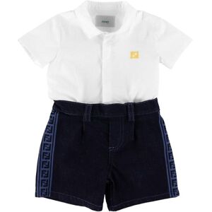 Fendi Sæt - Skjorte/shorts - Hvid/denim Mørkeblå - Fendi - 9 Mdr - Skjorte K/æ