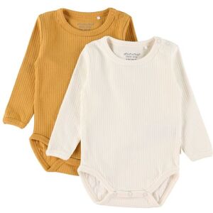 Minymo Bodyer L/æ - Rib - 2-Pak - Amber Gold - Minymo - 1½ År (86) - Body L/æ