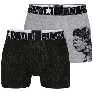 Ronaldo Boxershorts - 2-Pak - Gråmeleret/sort M. Mønster - Jbs - 10-12 År (140-152) - Boxershorts