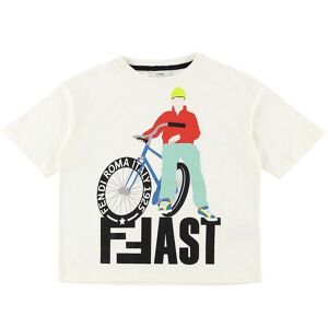 Fendi T-Shirt - Creme M. Cyklist/tekst - Fendi - 10 År (140) - T-Shirt