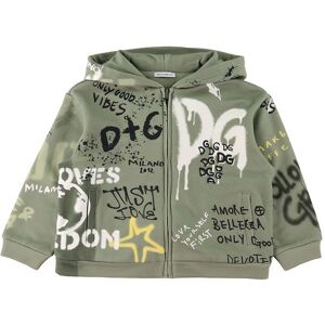 Dolce & Gabbana Cardigan - Dg Skate - Støvet Grøn M. Graffiti - Dolce & Gabbana - 8 År (128) - Cardigan