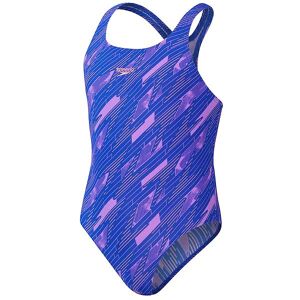 Speedo Badedragt - Hyperboom Allover Medalist - Blue/pink - Speedo - 5-6 År (110-116) - Badetøj