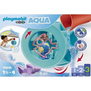 1.2.3 Aqua - Vandhjul Med Babyhaj - 70636 - 6 Dele - Playmobil - Onesize - Badelegetøj